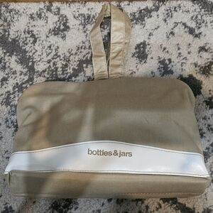 Womens large toiletry travel bag Beige And White Cosmetic Holder